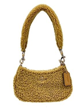 COACH Mini Teri Shearling Shoulder Bag in Honey Brown NWT